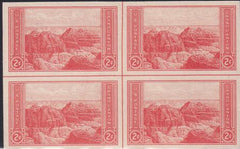 US 757 2¢ Grand Canyon Farley Mint Positions No Gum VF Center Line Or Cross Gutter Block