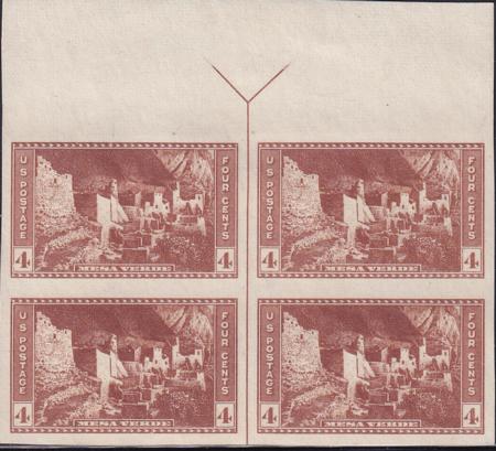 US 759 4¢ Mesa Verde Farley Mint Positions No Gum VF Top Or Bot. Arrow Block