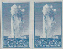US 760 5¢ Yellowstone Farley Mint Positions No Gum VF Horiz. Pair Vert. Ln.