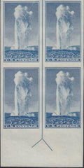 US 760 5¢ Yellowstone Farley Mint Positions No Gum VF Top Or Bot. Arrow Block
