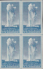 US 760 5¢ Yellowstone Farley Mint Positions No Gum VF Center Line Or Cross Line Quater Block