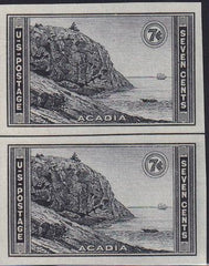US 762 7¢ Acadia Farley Mint Positions No Gum VF Vert. Pair Horiz. Ln.