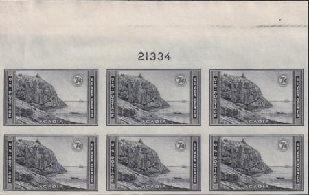 US 762 7¢ Acadia Farley Mint Positions No Gum VF Plate Block