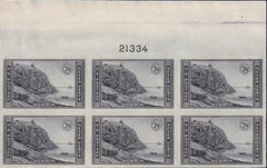 US 762 7¢ Acadia Farley Mint Positions No Gum VF Plate Block