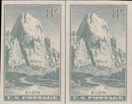 US 763 8¢ Zion Farley Mint Positions No Gum VF Horiz. Pair Vert. Ln.