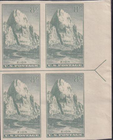 US 763 8¢ Zion Farley Mint Positions No Gum VF Left Or Right Block