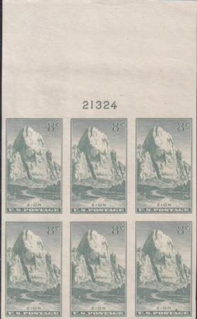 US 763 8¢ Zion Farley Mint Positions No Gum VF Plate Block