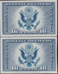 US 771 16¢ Special Delivery Farley Mint Positions No Gum VF Vert. Pair Horiz. Ln.