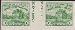 US 766a 1¢ Chicago S/S Farley Mint Positions No Gum VF Horiz. Pair Vert. Ln.