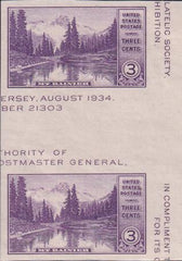 US 770a 3¢ Mt. Rainer S/S Farley Mint Positions No Gum VF Horiz. Pair Vert. Line