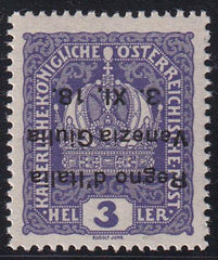 Austria - Italian OCC N16 Mint NH VF 1918 Inverted Ovpt. Marked With Pos. # From The Sheet