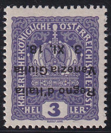 Austria - Italian OCC N16 Mint NH VF 1918 Inverted Ovpt. Marked With Pos. # From The Sheet