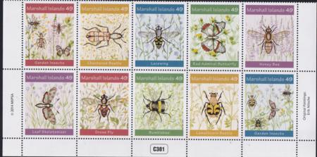 US 1078 Trust Territories Marshall Islands NH VF Garden Insects Block