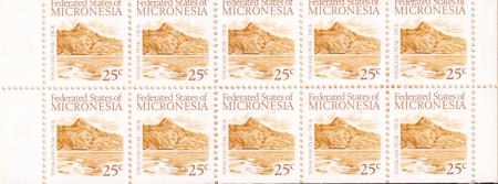 US 36a Trust Territories Micronesia NH VF 25¢ Bklt. Pane(1988)