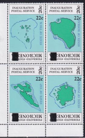 US 48-51 Trust Territories Micronesia NH VF 22¢ On 20¢ Surcharge