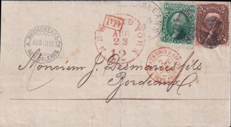 US 68,76 FDCS And Better Covers 1866 New Orleans To Bordeaux - Pristine Folded Outer Letter Great Markings!