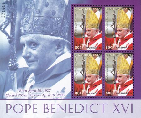 US 667 Trust Territories Micronesia NH VF Pope Benedict XVI S/S Of 4