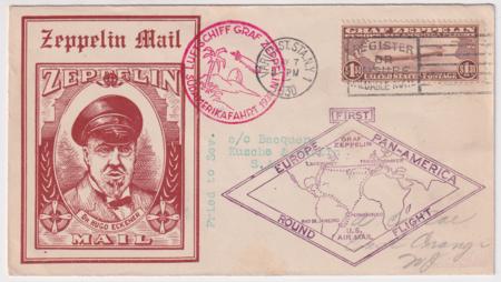 US 1930 C14 on XF Rossler Flight Cover to Seville, Rossler Cachet