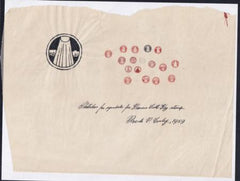 US 1142-E 9 Rough Drawings Of The Emblem Of The Francis Scott Key Stamp, 5 Of Which One Detailed And Interesting, 4 More Repetitive. Mostly Signed By Frank Conley