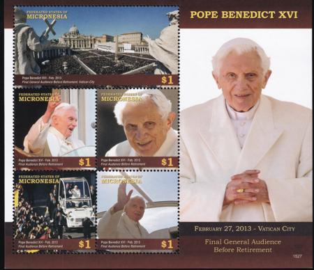US 1179 Trust Territories Micronesia NH VF Pope Benedict XVI Sheet