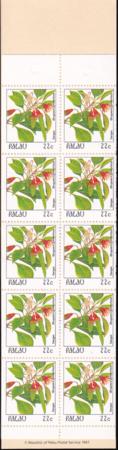 US 132a Trust Territories Palau NH VF 1987 Definitive Set 22¢ Bklt. Pane