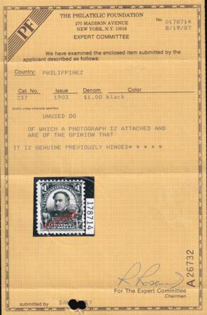 US Possessions - Philippines 237 Mint H F-VF Fresh, PF Cert