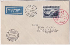 Liechtenstein 1931 C8 on Zeppelin FLight Vaduz-Lausanne
