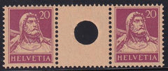 Switzerland SBK 529 Mint NH F-VF 20c. Red Lilac Small Hole Interspace Pair - Pristine - Rellstab Cert