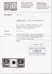 Switzerland SBK 529 Mint NH F-VF 20c. Red Lilac Small Hole Interspace Pair - Pristine - Rellstab Cert