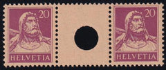Switzerland SBK 529 Mint LH VF 20c Red Lilac Small Hole Interspace Pair Renggli Cert