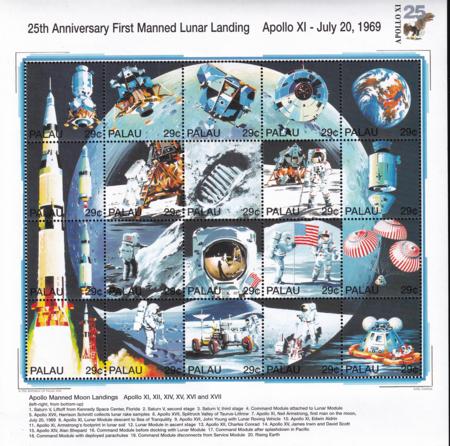 US 337 Trust Territories Palau NH VF Apollo XI Moon Landing M/S