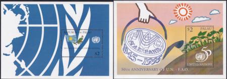 US 375-76 Trust Territories Palau NH VF UN FAO 50th Anniversary S/S