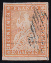 Switzerland 23 SBR 25B Used XF-SUP 4 FL With Enormous Margins Around Rich Orange Color, Swiss Cert. Spectacular
