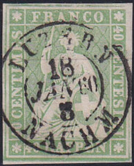Switzerland 29 SBK 26Cb Used VF-XF Grass Green Shade, 4Fl With Margains All Around, Perfect Luzern Cds, Rellstab Cert.
