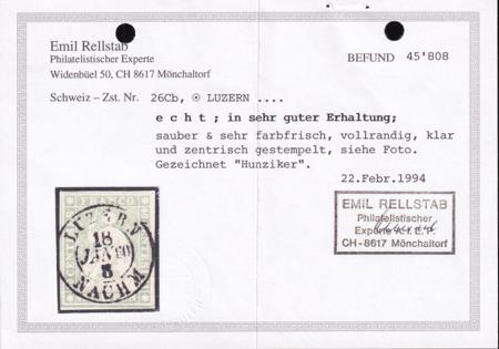 Switzerland 29 SBK 26Cb Used VF-XF Grass Green Shade, 4Fl With Margains All Around, Perfect Luzern Cds, Rellstab Cert.