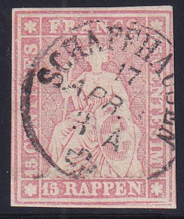 Switzerland 38a SBK 24Gd Used XF Pale Rose- S-O-N Cancel, 4 F.L. With Margins All Around. Beautiful!