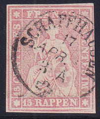 Switzerland 38a SBK 24Gd Used XF Pale Rose- S-O-N Cancel, 4 F.L. With Margins All Around. Beautiful!