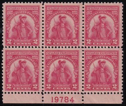 US 657 NH F-VF Plate Block Gum Skips On UR Stamps