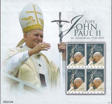 US 1004 Trust Territories Palau NH VF Pope John Paul II Same As Sheet