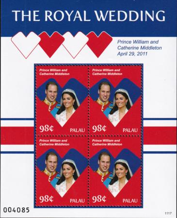 US 1048 Trust Territories Palau NH VF Royal Wedding Sheet