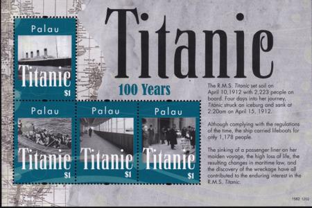 US 1087 Trust Territories Palau NH VF Titanic Sheet
