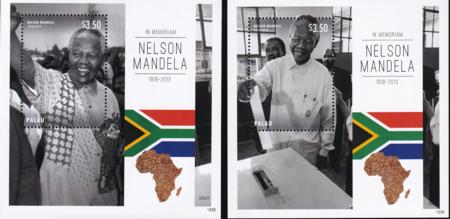 US 1185-86 Trust Territories Palau NH VF Nelson Mandela S/S