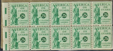 US PS12bEE Postal Savings VF Mint NH Well Centered Booklet Pane
