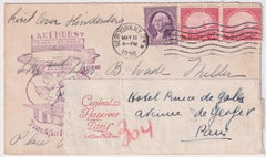 US 1936 1st North America Hindenburg Flight to Paris, Forwarded