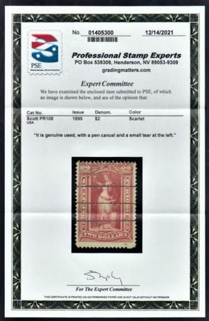 US PR108 Newspaper Ave Used Neat Pen Cancel - PSE Cert