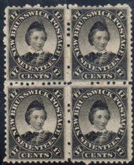 New Brunswick 11 F-VF Mint Hinged Block of 4 - Fresh!