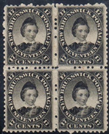New Brunswick 11 F-VF Mint Hinged Block of 4 - Fresh!
