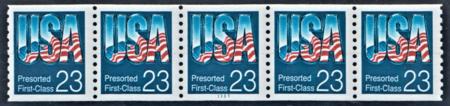 US 2607a Errors NH Plate Strip of 5, Tagging Error, S/G