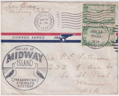 US 1938 Airmail Cover from Hawaii with 2x C21, the Interim Rate