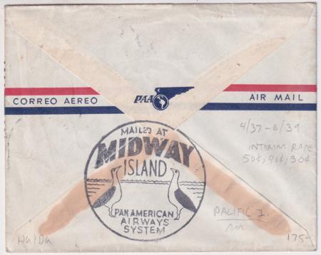 US 1938 Airmail Cover from Hawaii with 2x C21, the Interim Rate